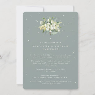 Blue-Green Snowberry+Eucalyptus Wedding Reception Invitation