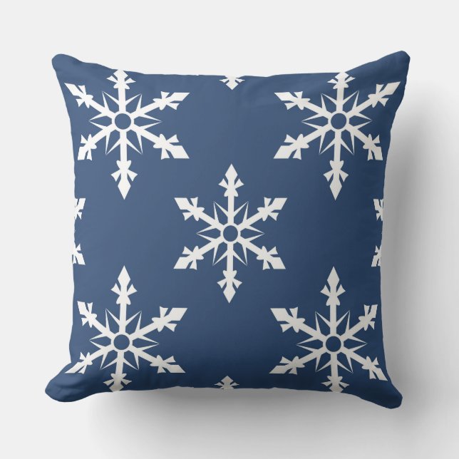 Blue/Green Snowflake Christmas Pillow Reversible (Front)