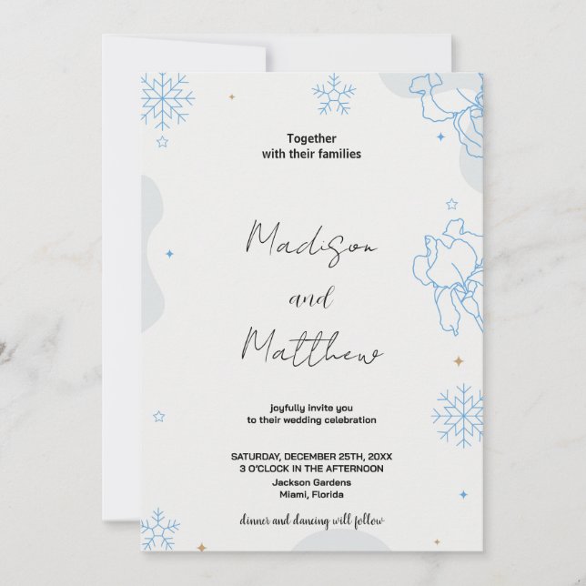 Blue Green Snows Wedding Invitations (Front)