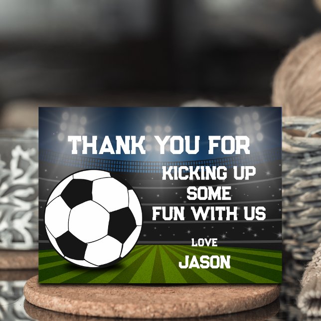 Blue Green Soccer Stadium Football Sport Birthday Thank You Card (Blue Green Soccer Stadium Football Sport Birthday Thank You Card)
