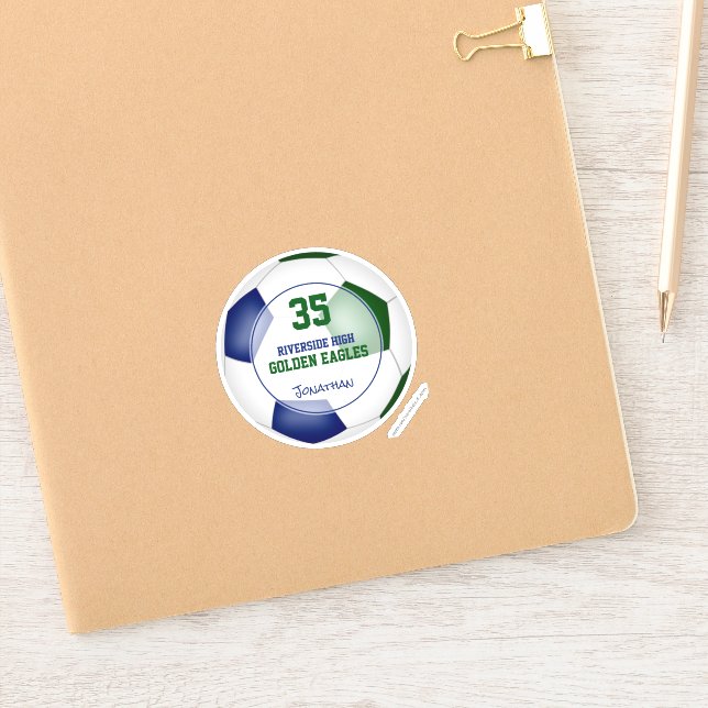 blue green soccer team colours boys girls (Notebook)