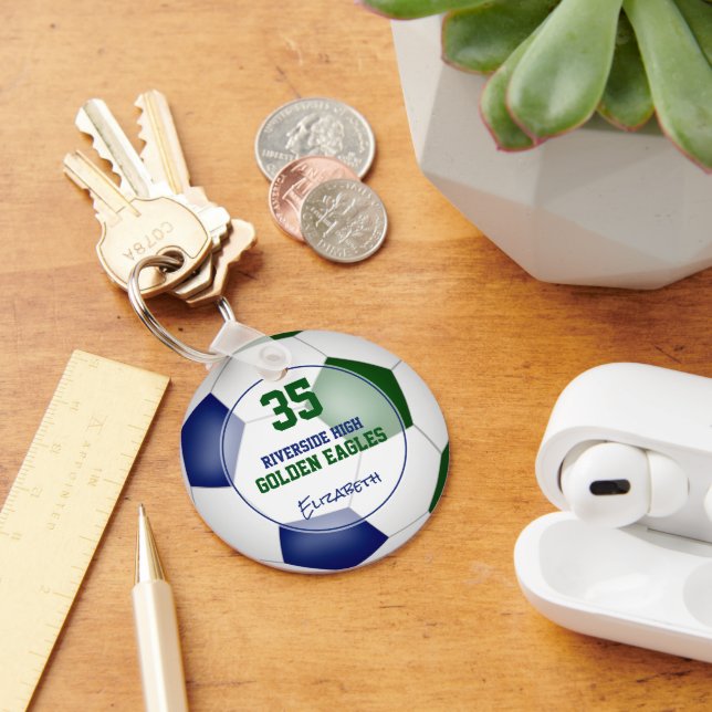 blue green soccer team gifts under 10 keychain (Desk)
