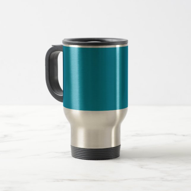 Blue-green (solid colour)  travel mug (Front Left)