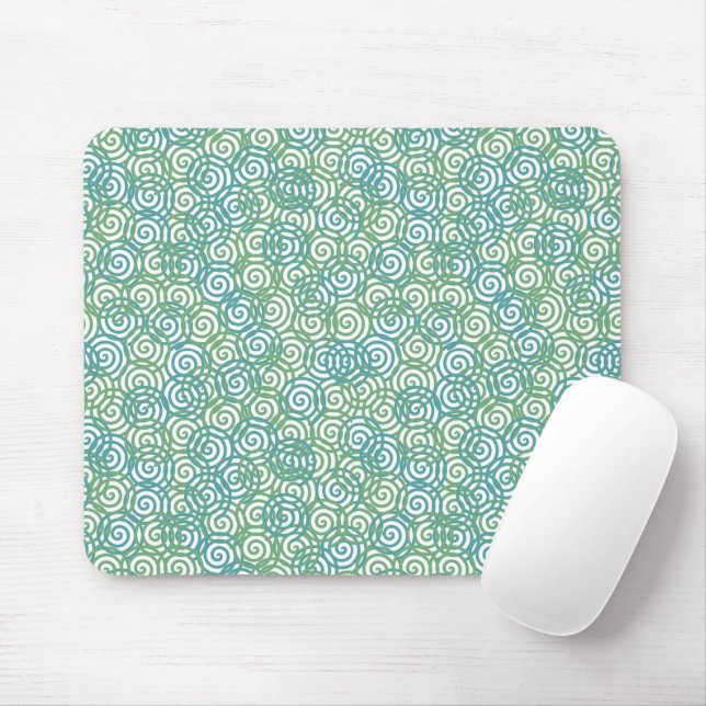 Blue Green Spirals Mouse Pad (With Mouse)