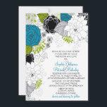 Blue & Green Spring Flowers Wedding Invitations<br><div class="desc">Blue & Green Spring Flowers Wedding Invitations A very feminine and pretty illustrations of green and blue flowers and variety of foliage. It is a perfect invitation for a spring or winter wedding. This design is available in variety of colours. If you have any questions, please click on the 'contact'...</div>
