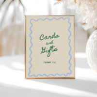 Blue Green Squiggle Frame Cards & Gifts