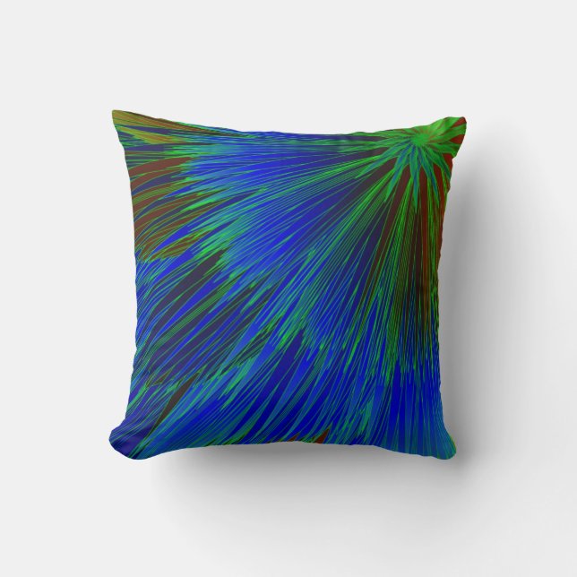 Blue Green Star Burst Throw Pillow (Front)