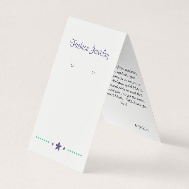 Blue Green Star Dots Tented Earring Display Cards (Front)