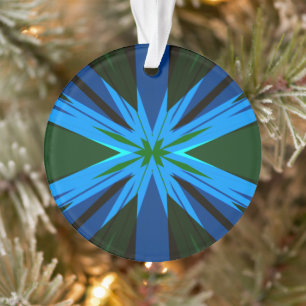 Blue Green Star Starburst Winter Festive Xmas Tree Ornament
