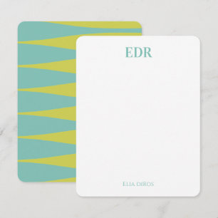Blue & Green Striation Monogram Note Card