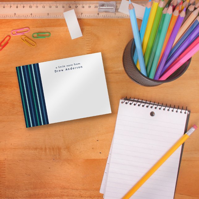 Blue Green Stripe Personalized Children's Card (Creator Uploaded)