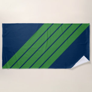 Blue Green Striped 70s 80s Classic Retro Stripes Beach Towel