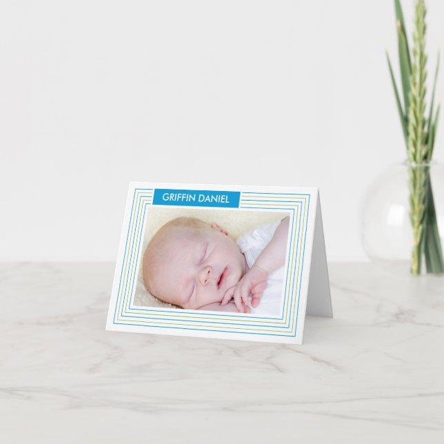 Blue Green Stripes Photo Notecard (Front)