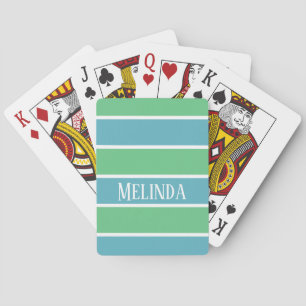 Blue / Green Stripes Playing Cards
