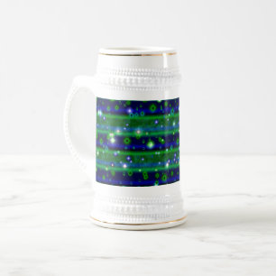 Blue Green Stripes with Stars and Raindrops Beer Stein