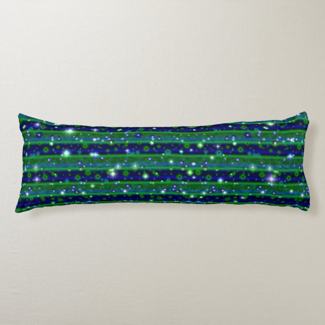 Blue Green Stripes with Stars and Raindrops Body Pillow (Front)