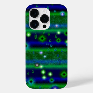 Blue Green Stripes with Stars and Raindrops Case-Mate iPhone 14 Pro Case