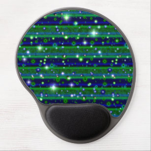 Blue Green Stripes with Stars and Raindrops Gel Mouse Pad