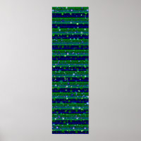 Blue Green Stripes with Stars and Raindrops