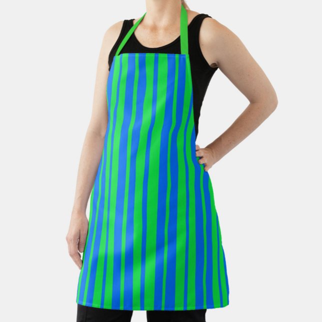 Blue Green Stylish Stripes Pattern Design  Apron (Creator Uploaded)