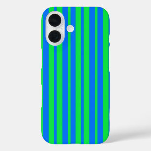 Blue Green Stylish Stripes Pattern Design iPhone 16 Case
