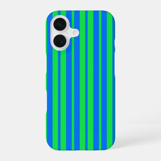 Blue Green Stylish Stripes Pattern Design  iPhone 16 Case (Back)