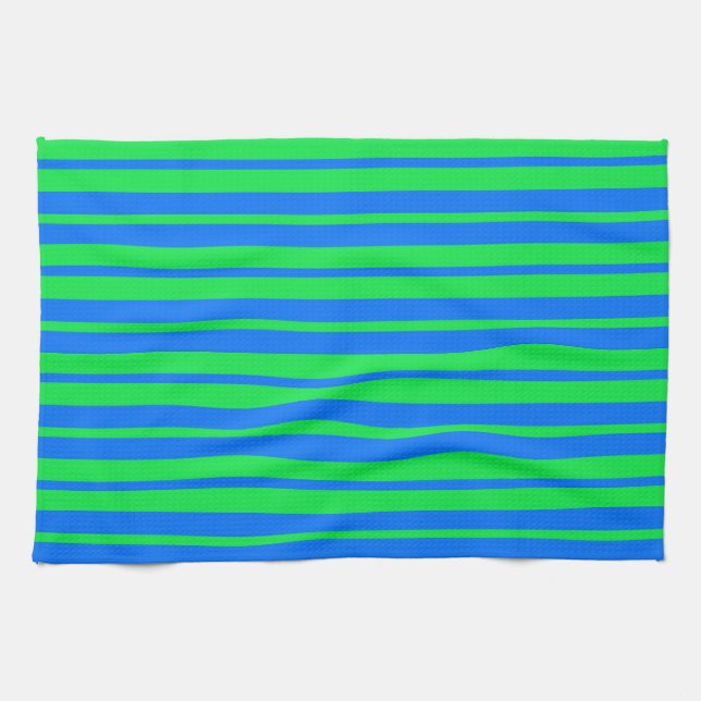 Blue Green Stylish Stripes Pattern Design  Kitchen Towel (Horizontal)