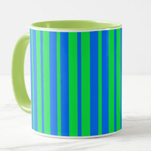 Blue Green Stylish Stripes Pattern Design  Mug