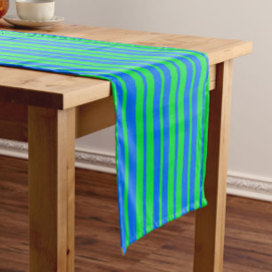 Blue Green Stylish Stripes Pattern Design  Short Table Runner