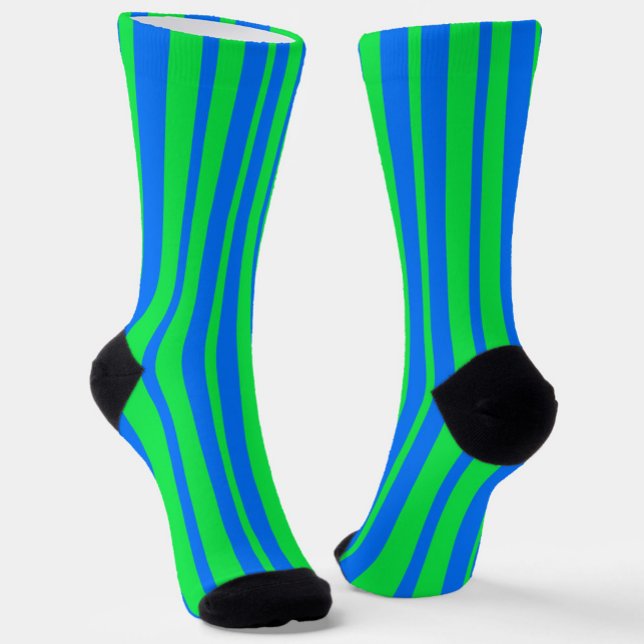 Blue Green Stylish Stripes Pattern Design  Socks (Creator Uploaded)
