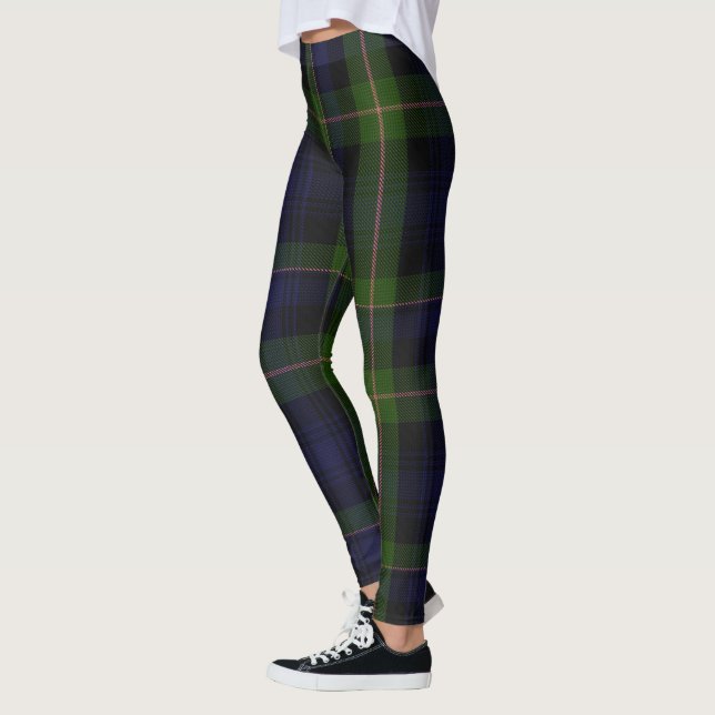Blue Green Tartan Christmas Leggings (Left)