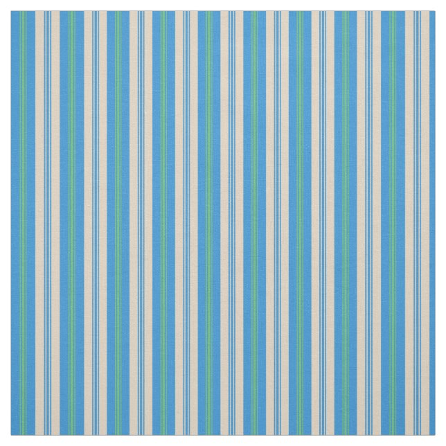 Blue, Green Taupe Morning Glory Deckchair Stripes Fabric (Swatch)
