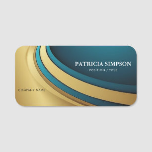 Blue Green Teal And Gold Graphic Elements: Unique Name Tag