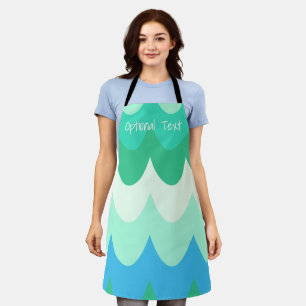 Blue, Green & Teal Geometric Sea Waves Apron