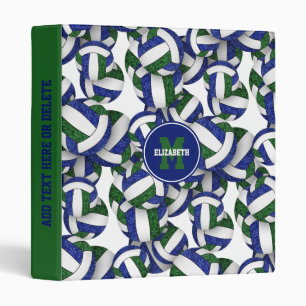 blue green team colours girly volleyballs pattern binder
