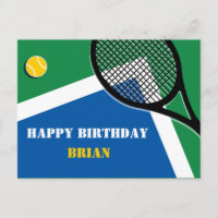 🎾 Blue-green tennis court customizable Postcard