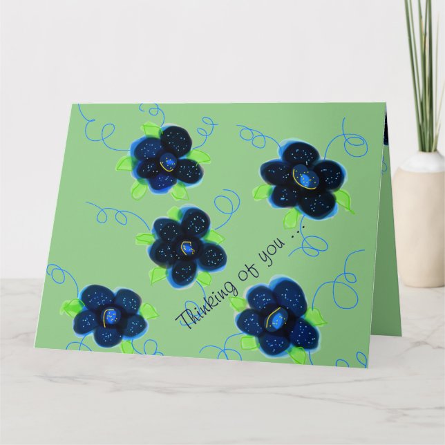 Blue Green Thinking Of You Card (Front)