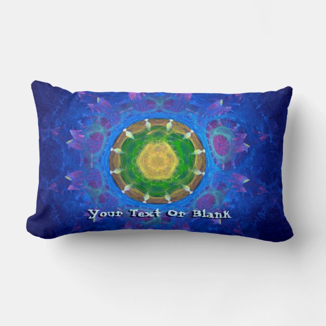 Blue-Green Tie Dye Lumbar Pillow (Front)