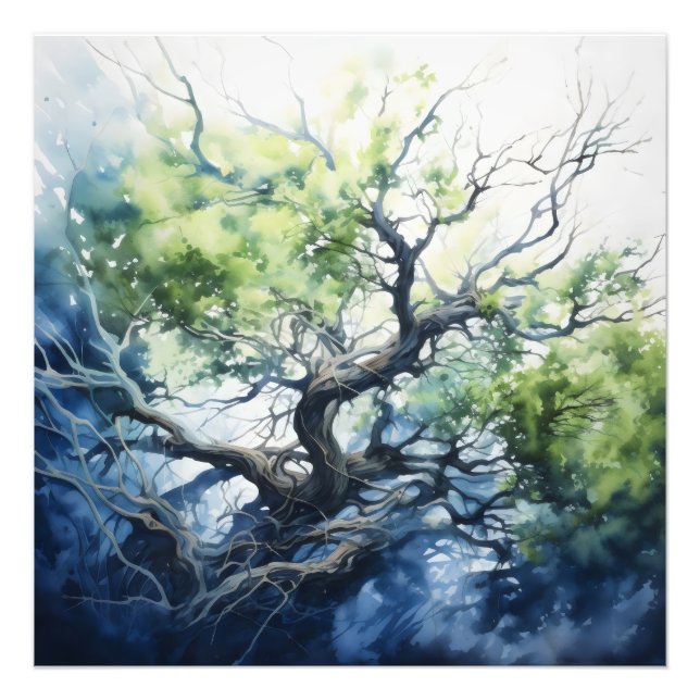 Blue Green Tree Abstract Photo Print (Front)