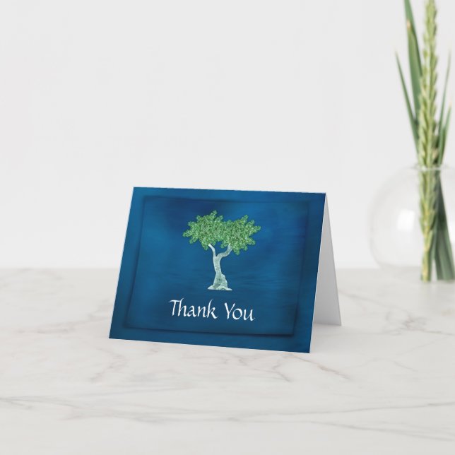 Blue Green Tree of Life Bar Mitzvah Merci (Devant)