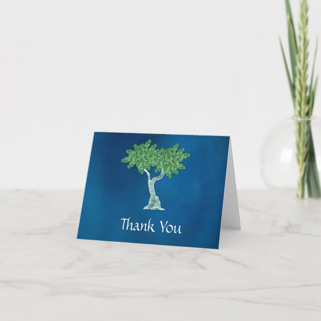 Blue Green Tree of Life Thank You Card (Front)