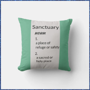 Blue Green Trendy Home Definition Sanctuary Throw Pillow