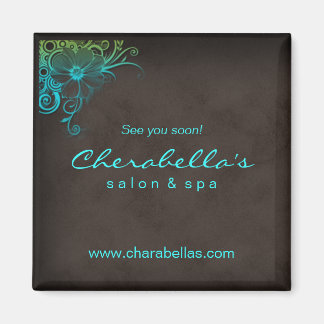 Blue Green Trendy Salon Spa Floral Fridge Magnet