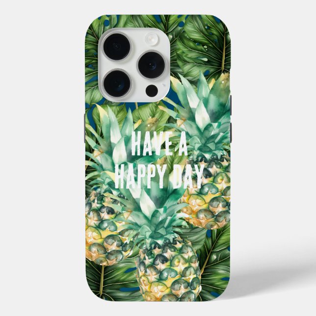 Blue Green Tropical Leaves Pineapples Case-Mate iPhone Case (Back)