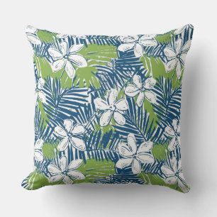 Blue & Green Tropical Throw Pillow