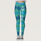 Blue Green Vibrant Colourful Snake Skin Leggings