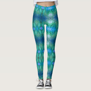 Blue Green Vibrant Colourful Snake Skin Leggings