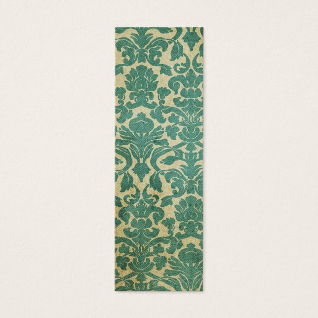 Blue green vintage damask bookmark (Front)