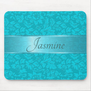 Blue-Green Vintage Floral Damasks Mouse Pad