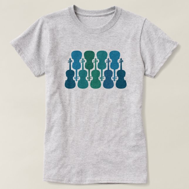 Blue Green Violin T-Shirt for Women  (Design Front)